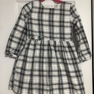 Carter's grey, White, gold Plaid Dress girls size 5T holiday Christmas